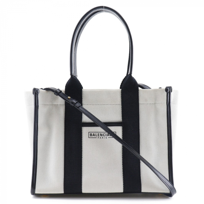 BALENCIAGA Tote Bag 671402 canvas Black / white 2WAYShoulder Small har