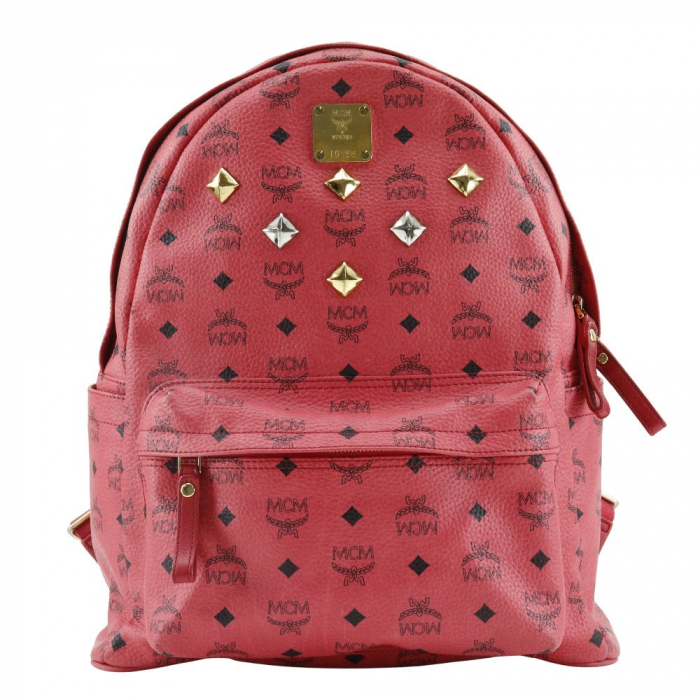 MCM Backpack MWK1 SVE02 PVC pink Studs Logogram