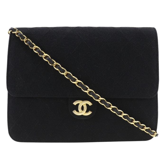 CHANEL Shoulder Bag cotton black Matrasse ChainShoulder Women Used Aut