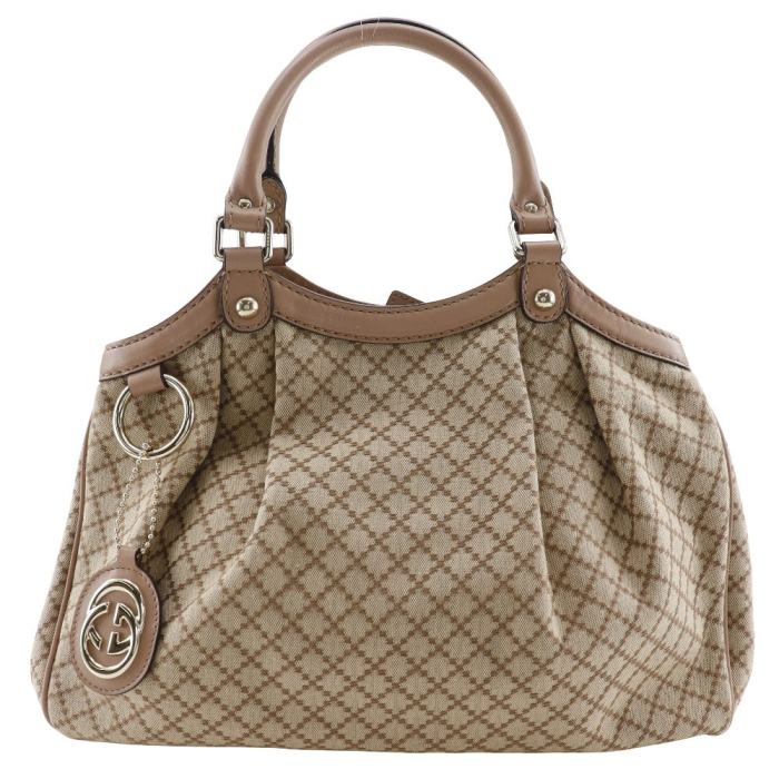 GUCCI Handbag 211944 canvas Beige / pink Diamante Sukey bag