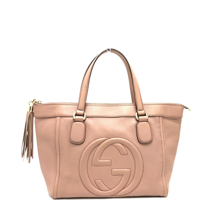 GUCCI Handbag 282307 leather pink beige Soho Interlocking G Women Used