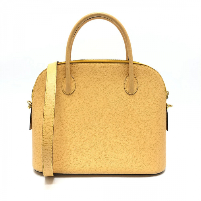 CELINE Shoulder Bag leather Yellow beige type Vintage Bowling 2WAY Sho