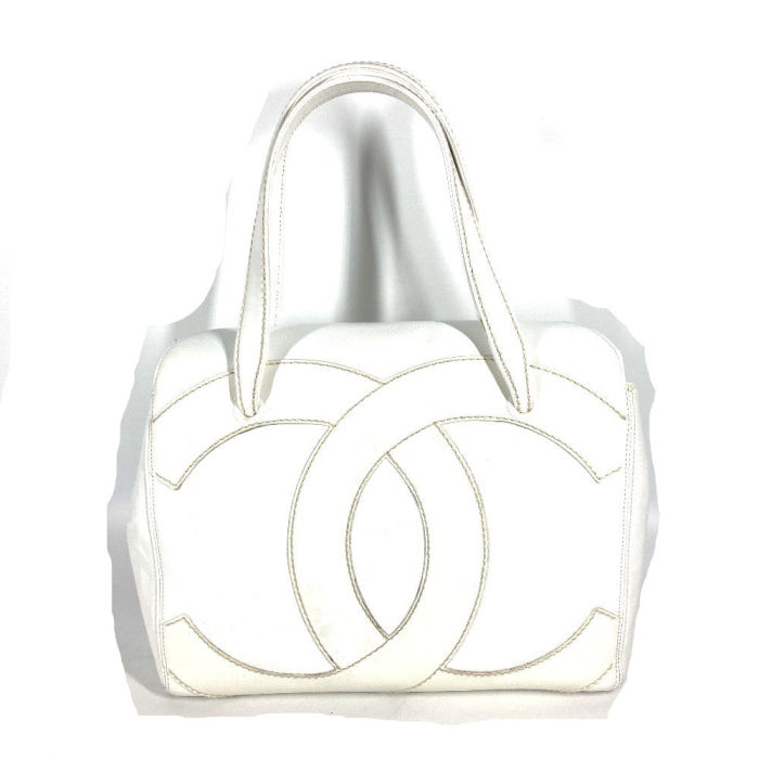 CHANEL Shoulder Bag Caviar skin white shoulder bag Deca COCO Mark CC W