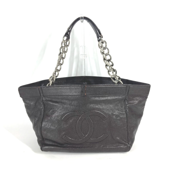 CHANEL Shoulder Bag Caviar skin Brown WChain CC COCO Mark DecaCoco