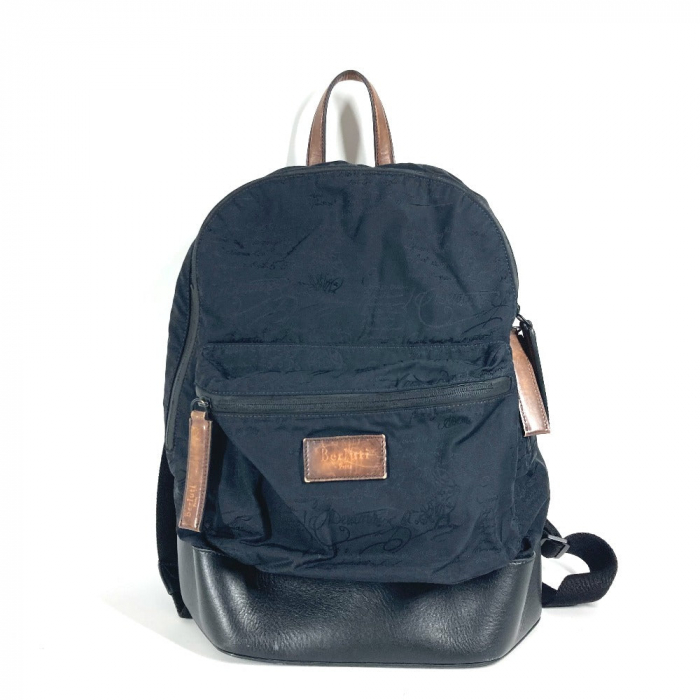 Berluti Backpack Leather / nylon black logo calligraphy