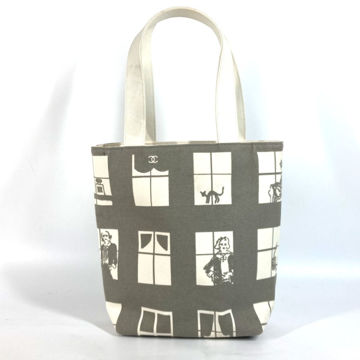CHANEL Shoulder Bag canvas gray Shoulder Window line