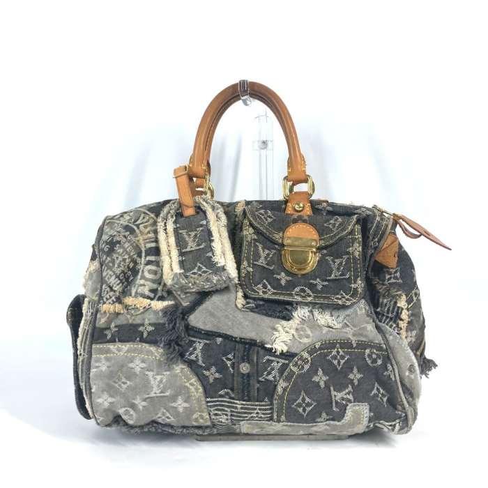 LOUIS VUITTON Handbag M95381 denim black Monogram Denim Patchwork Spee
