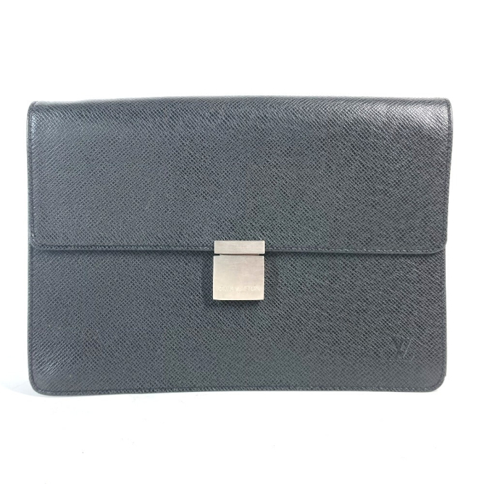 LOUIS VUITTON business bag M30782 Taiga Leather black Taiga Selenga me