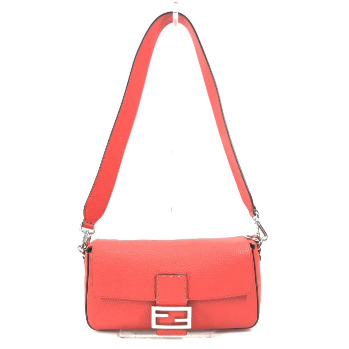 FENDI Shoulder Bag leather Red Mamma Bucket Celeria Women Used Authent