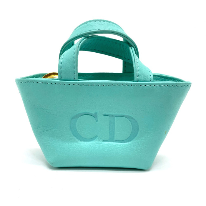 Dior Handbag leather Turquoise Blue x Gold Metal CD logo Micro bag Wom