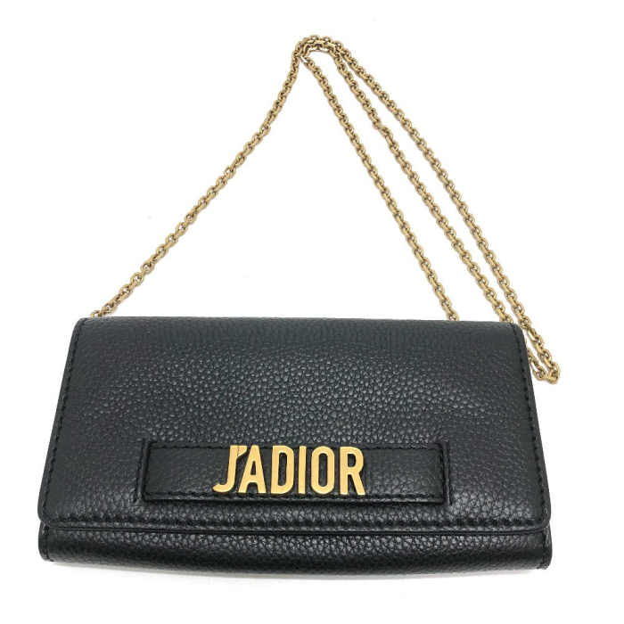 Dior Shoulder Bag leather black logo/Crossbody JADIOR Women Used Authe