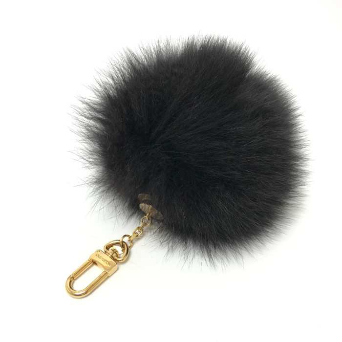 LOUIS VUITTON Bag charm M67372 fur black fuzzy bubble fur