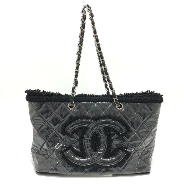 CHANEL Tote Bag A47155 Plastics black Funny Tweed
