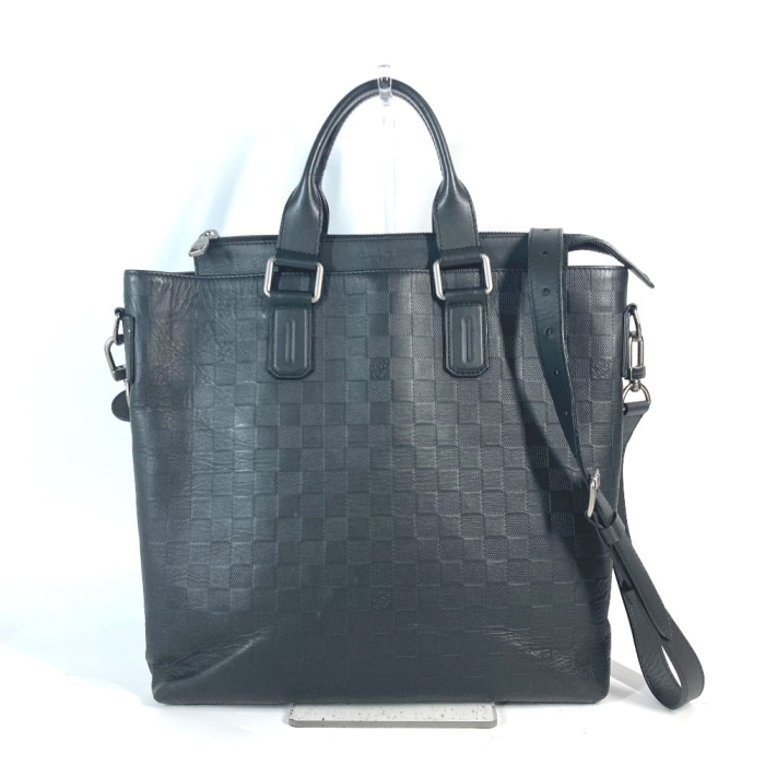 LOUIS VUITTON Business bag N41561 Damier Anfini Leather black Damier A