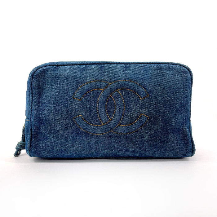 CHANEL Pouch denim blue COCO Mark