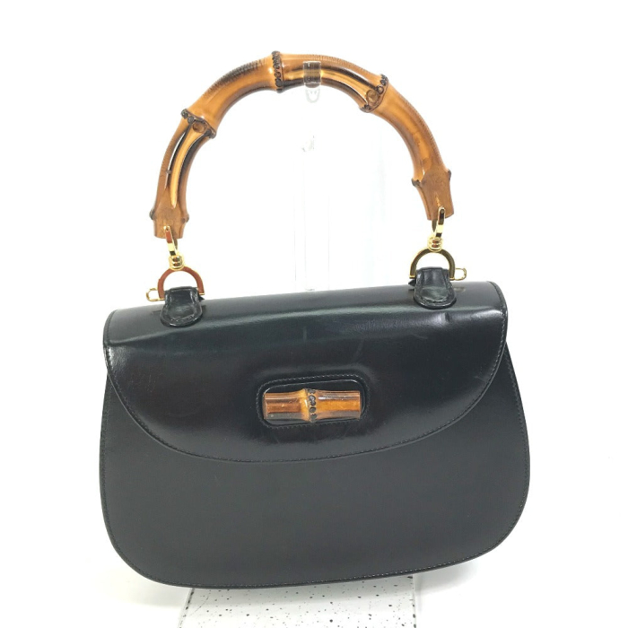 GUCCI Handbag 000 1951 Leather / Bamboo black turn lock old gucci Bamb