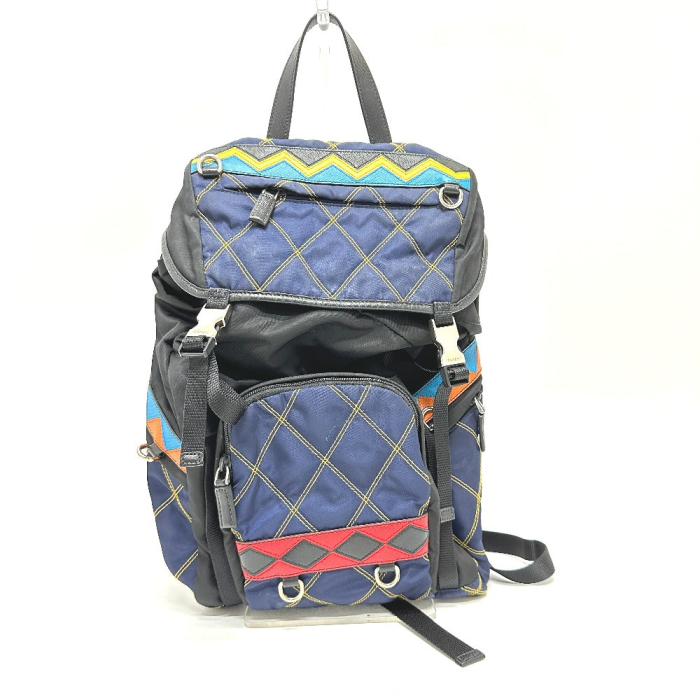 PRADA Backpack Nylon / leather multicolor Quilting Multi mens Used Aut