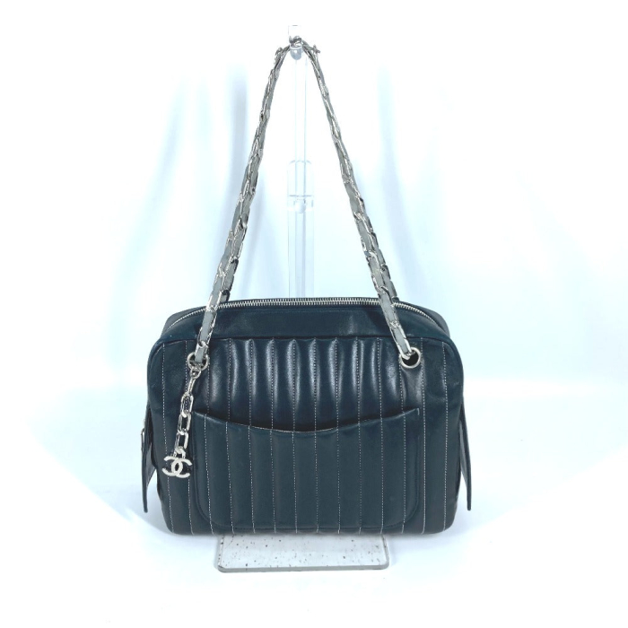 CHANEL Shoulder Bag leather black shoulder bag Mademoiselle Women Used