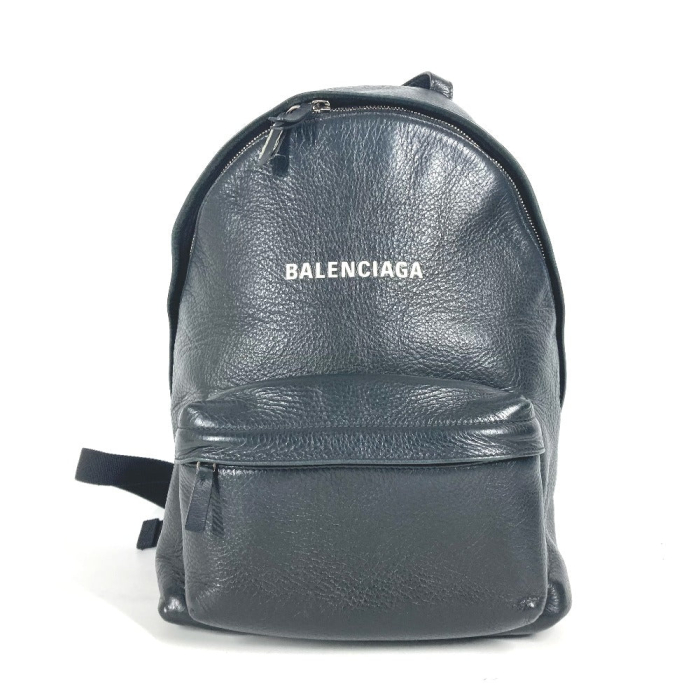 BALENCIAGA Backpack 552379 leather black Everyday logo mens Used Authe
