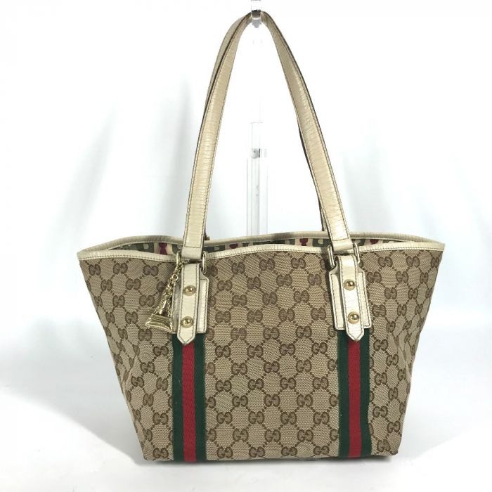 GUCCI Shoulder Bag 137396 GG canvas / leather beige GG Shelly line Wom