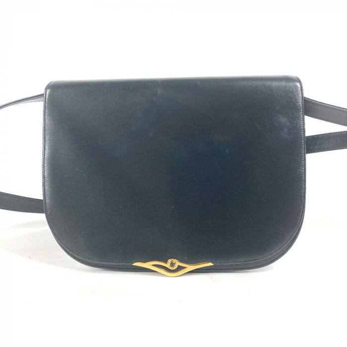 CARTIER Shoulder Bag leather Navy Pochette bag Crossbody Sapphire line