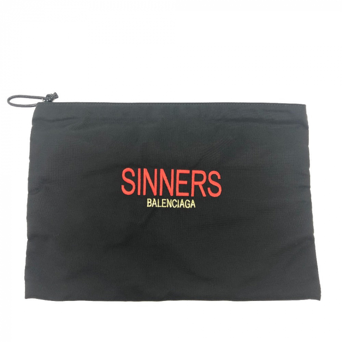 BALENCIAGA Clutch bag 459745 Nylon black SINNERS logo