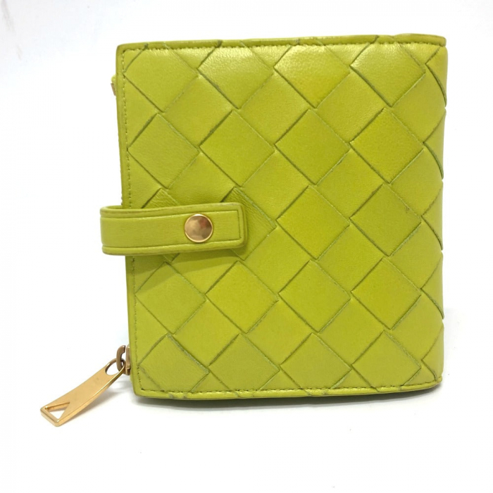 BOTTEGAVENETA Folded wallet 600270 leather green INTRECCIATO