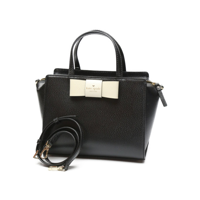 Kate Spade Handbag WKRU4025 leather Black White With Shoulder strap 2W