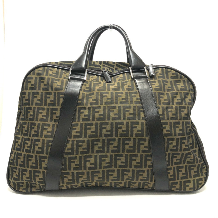 FENDI Boston Duffel bag Nylon / leather Brown Zucca FF logo