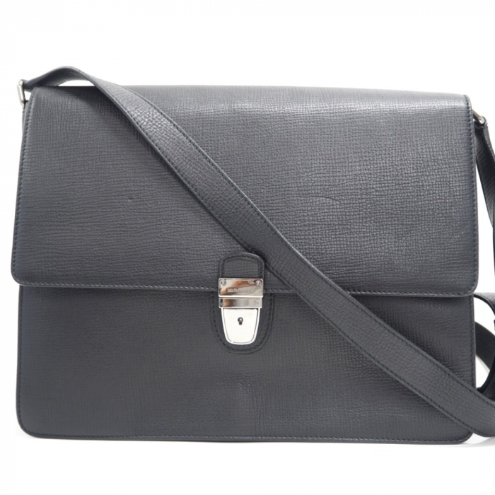 DOLCE&amp;GABBANA Business bag leather black document case messenger bag b