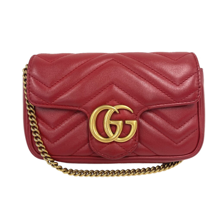 GUCCI Shoulder Bag 476433 leather Red ChainShoulder GG Marmont Women U