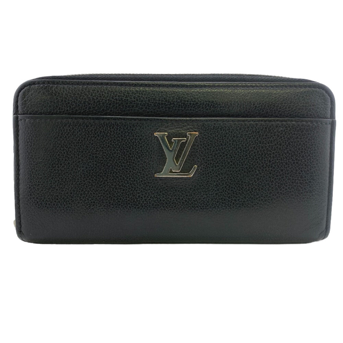 LOUIS VUITTON Long Wallet Purse M62622 leather black LV Logo Zippy Loc