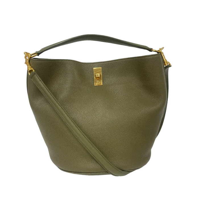CELINE Shoulder Bag leather khaki teen Bucket16
