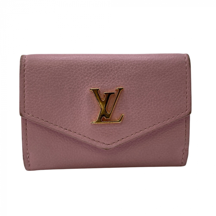 LOUIS VUITTON Tri-fold wallet M80088 Calfskin pink LV logo Portefeuill