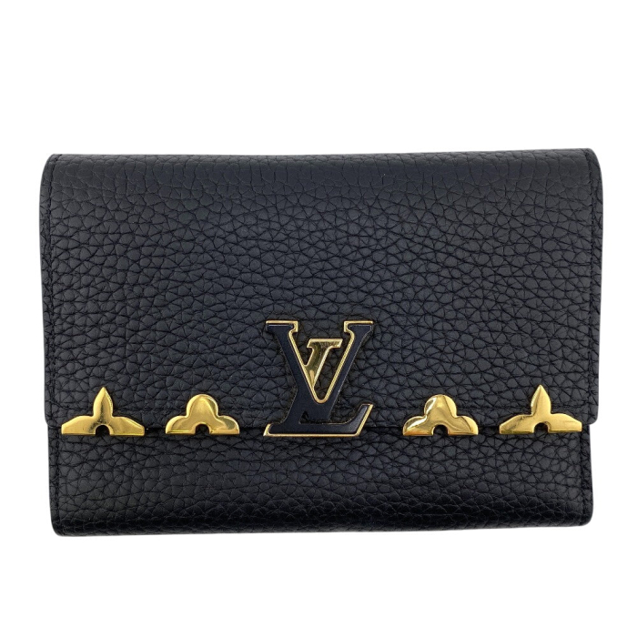 LOUIS VUITTON Tri-fold wallet M82764 leather black Portefeuille Capuci