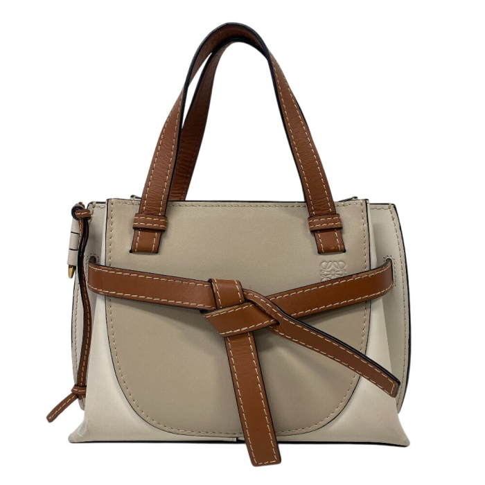LOEWE Handbag leather beige Gate top handle anagram