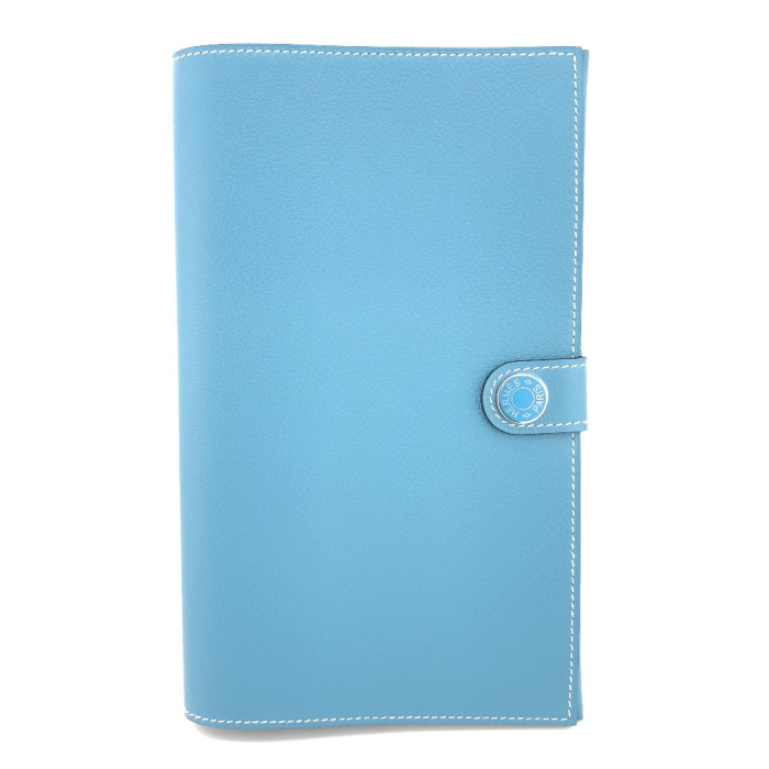 HERMES Long Wallet Purse Ever Calfskin blue RMS Tutankhamun