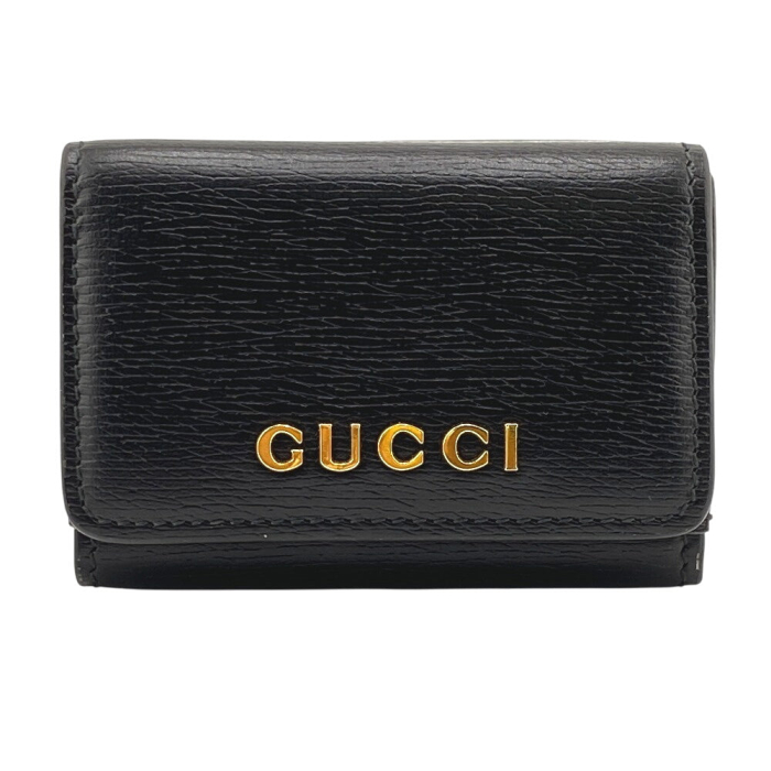 GUCCI Tri-fold wallet 790100 leather black Script Wallet