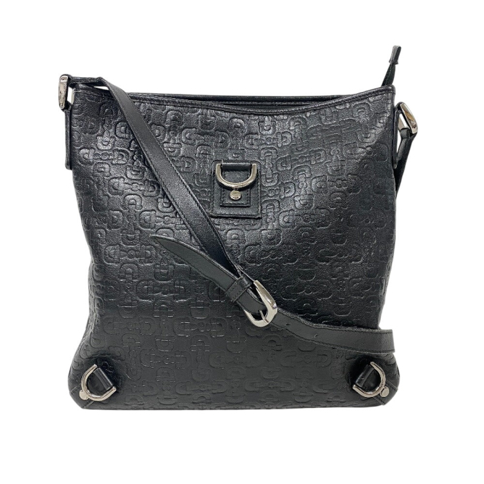 GUCCI Shoulder Bag 268642 leather black Horse pit Abbey