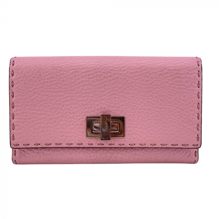 FENDI Long Wallet Purse 8M0308 leather pink Celeria Peekaboo